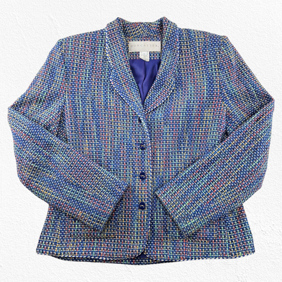 Doncaster Jackets & Blazers - 1990s Vintage Doncaster Multicolor Weave Tweed Blazer Jacket Size 8 USA Made